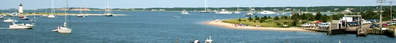 View of Edgartown Lighthouse and Ferry Dock on Chappaquiddick